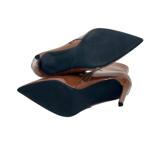 INC -Katalina Brown Patent Leather High Heel Ankle Boots Womens 9M Stretch Panel - Picture 7 of 11
